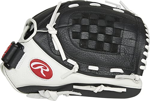 Rawlings Shut Out Series Youth Softball Glove, 12 Inch, Basket Web, Right Hand Throw, Rso120Bw-3/0 12 Bsk/Nfc,Black/White #TOP1