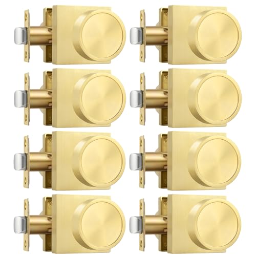 Image of Goldenwarm Brushed Gold Door Knobs Passage, Closet Door Knob Zinc Alloy, Contemporary Gold Interior Door Knobs for Hallway, 8 Pack