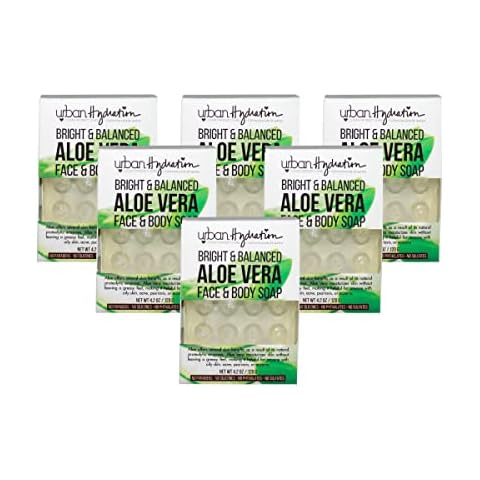Urban Hydration Aloe Vera Face & Body Bar Soap 6 Pack | Suitable for Daily Use, Silicone, Paraben, Polybead and Sulfate Free, Safe for Oily, Psoriasis and Eczema Prone Skin | 4.2 Ounces Cover