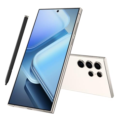 C24 Ultra 5G Unlocked Cell Phone, 16+512GB Smartphone, Android 14.0, 48+108MP Zoom Camera, Build in Pen,Long Battery Life 6800mAh, Dual SIM, 6.8“ HD Screen,Face ID/Fingerprint Lock/GPS (White)