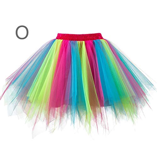 Damen Tutu 60er Tüllrock Petticoat Mehrfarbig Bubble Tanzkleid Rock Blau Unterrock Klassische Elastische 4 Schichten Tütü Kurz Ballett Puffy...