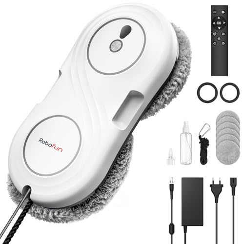 WD12D Fensterputzroboter mit Turbinenmotor, 7000Pa Fensterroboter, Starke Saugkraft, Doppelhelix-Reinigung, 63 MM ultradünn, 3 Reinigungsmodi Fensterreiniger Elektrisch- Weiß