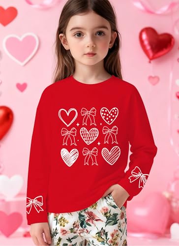 Image of Valentines Shirts for Girls Toddler Cute Love Heart Long Sleeve Casual Tee Tops