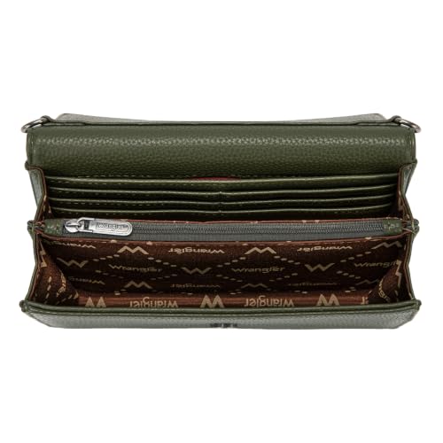 Image of Wrangler Small Crossbody Purse for Women, RFID Wallet with 6 Card Slots | Compact RFID Crossbody Wallet with 3 Compartments, 6 Card Slots, Center Zip Pocket and Removable Adjustable Strap