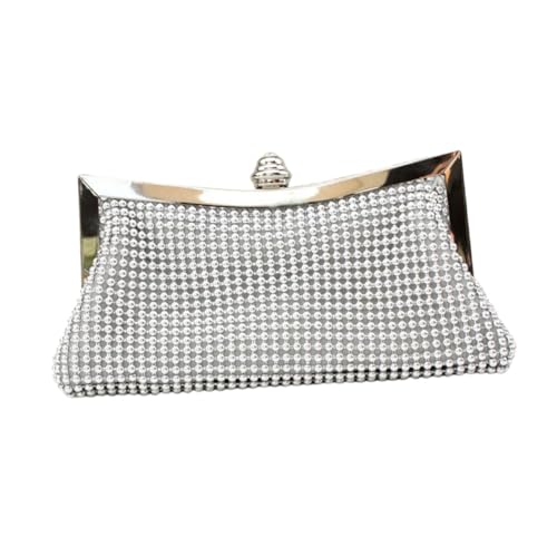 Pochette à main femme grande capacité tissu argenté brillant soirée