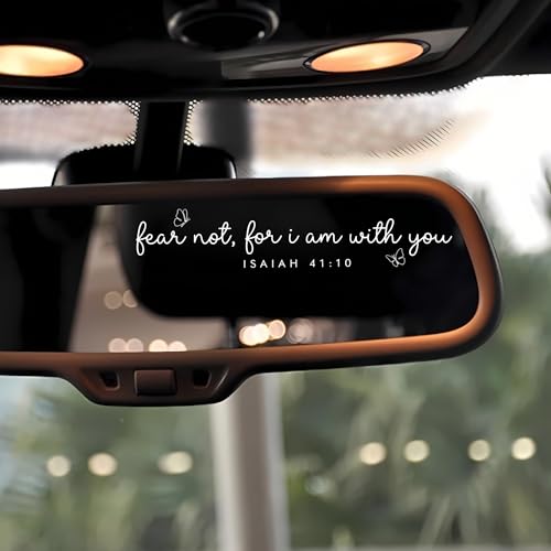 Image of 2pcs Christian Car Decal Fear Not for I Am with You Sticker - Isaiah 41:10 Bible Verse Vinyl, Butterfly Inspirational Scripture Bumper Decal, Faith Over Fear Gift for Anxiety Christian Women, Black