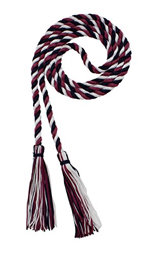 Image of Graduation Honor Cord - Navy /Maroon /White - Every School Color Available - Made in USA
