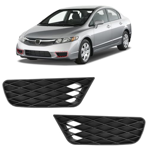 Image of BXZ Front Bumper Insert Outer Grille Fog Light Lamp Cover Bezel Pair For 2009 2010 2011 Honda Civic(Not For 2DR)