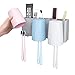 Convallaria Toothbrush Holder Multifunctional Wall Mounted Bathroom Storage Organizer Anti-dust with 3M Self-Adhesive Easily Mounted Organizer, 6 Toothbrush Slots, 3 Slots and 3 Rinse Cups (3 Color)