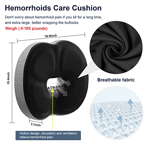 Speedwow Hemorrhoid Donut Pillow, Ergonomic Design Hemorrhoid Cushion, Coccyx, Sciatica, Postpartum Pain Relief Memory Foam Cushion. (Grey) #TOP3