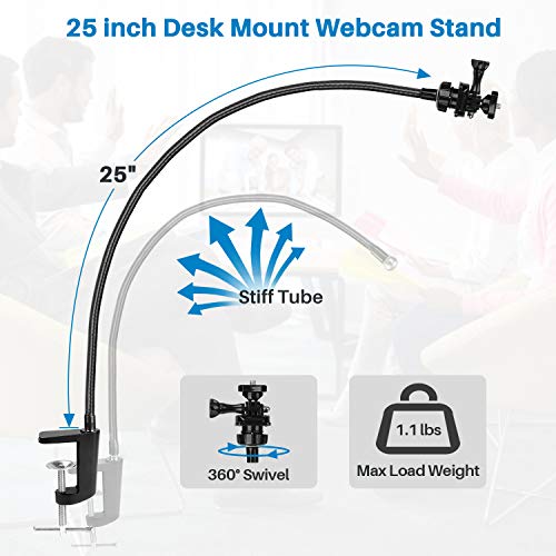 STORAGEGEAR Webcam Stand, Upgraded Webcam Mount Stand with Flexible Gooseneck Arm and Clamp, Suit for Logitech Webcam C920,C922,C922x,C930,C615,C925e,Brio 4K - Thumbnail 3