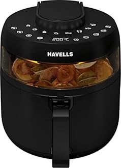 Prolife Crystal Digital Air Fryer 5.5L, 1500W|D 8 Pre-sets| Aerocrisp Technology with 85% Less Oil Cooking| Dehydrator Mode| Auto-Shutoff|See-Through Window| 2Yr Door Step Warranty by Havells