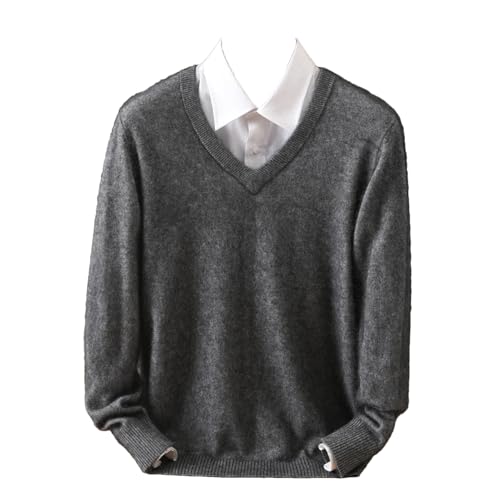 Men's Cashmere Sweater V-Neck Pullovers Knit Large Size Winter Tops Long Sleeve Jumpers