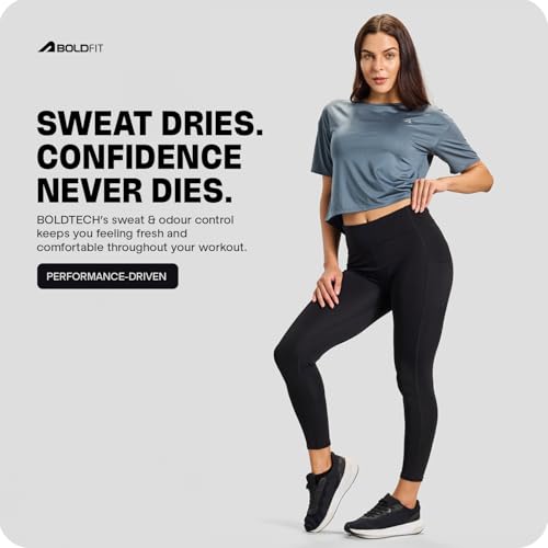 Image of Boldfit Tshirt for Woman Relaxed fit Gym Tshirt for Women Workout Lightweight t Shirt for Woman Workout Women t Shirt Round Neck t Shirts for Ladies Gym Dress