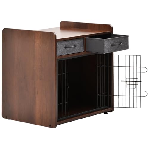 FunFun ドッグハウス ペットハウス ブラウン ゲージ サークル 犬小屋 鍵付き 収納付き