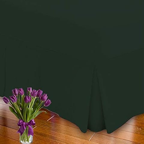 Percale Fitted Valance Bed Sheet Extra Deep Pleated Hotel Quality Non Iron 180 Thread Count Green King Only By EXQUIZIT HOME Cover