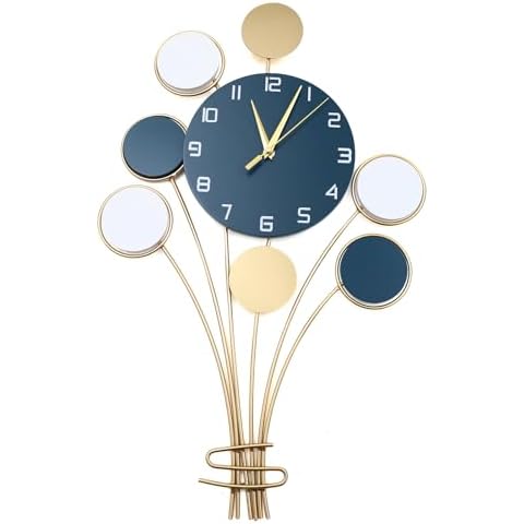 UIdili Modern Wall Mounted Metal Clock, Large Indoor Round Creative Decorative Wall Clock, Silent Wall Clock No Ticking Sound, Battery Powered for Living Room Bedroom Kitchen Office Cover