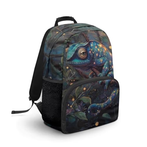 COEQINE Chameleon - Mini mochila para adolescentes y niños, para la escuela, mochila escolar para niños grandes, 3º grado, viajes, multiusos, bolsa de hombro, 44 cm