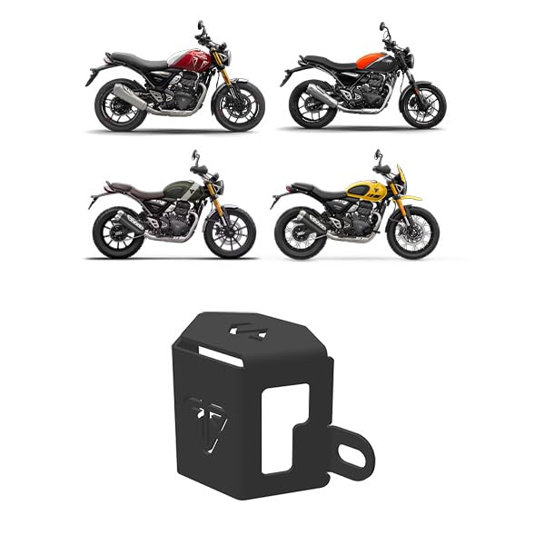 Image of Rear Resevoir Guard | Rear Brake Oil Container Cover Compatible with Triumph Speed 400 | speed T4 | Scrambler 400X | Scrambler 400XC (Black, Pack of 1)