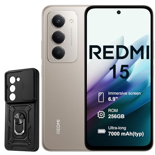 XIAOMI Redmi 15 4G Smartphone | 8GB+256GB | Batteria 7000mAh | Display 6.9' FHD+ 144Hz | Snapdragon 685 | Fotocamera 50MP | Ricarica rapida da 33 W | Grigio | Include Custodia Protettiva