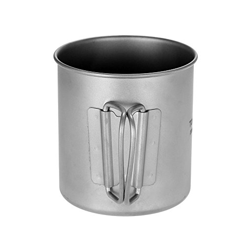 DECDEAL 400 ml Titanium Cup Outdoor Portable Camping Picnic Caneca de copo de água com alça dobrável