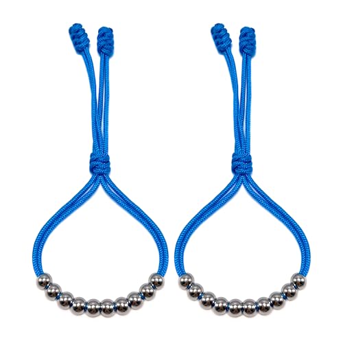 LAMIBEE Pack of 2 Bracelet for Golf Glove, Golf Stroke Counter, 10 Stainless Steel Bead Counter for Gloves, Stroke Count Resizable Easy to Adjust Golf Round Scoring Tracker Accessory (Blue)