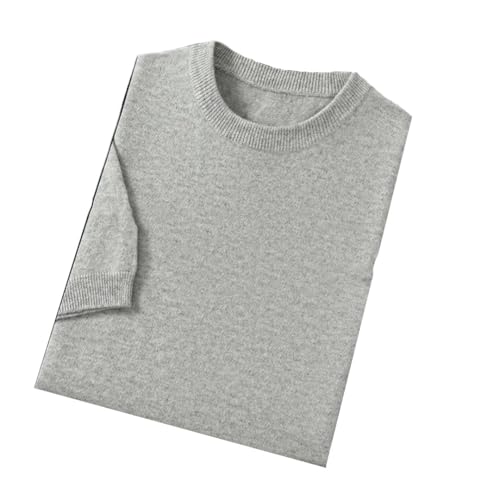 Men’S Slim Fit Wool Blend Knitted Pullover Sweater Short Sleeve Round Neck Business Casual Top Tee