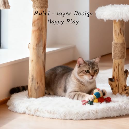 Torre moderna para gatos interior madera sólida 33 pulg miniatura 3