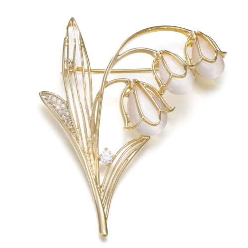 Image of 14K Gold-Plated Flower Brooch Pins Crystal Rhinestone Flower Brooch Pin Accessories Christmas Birthday Gift for Women