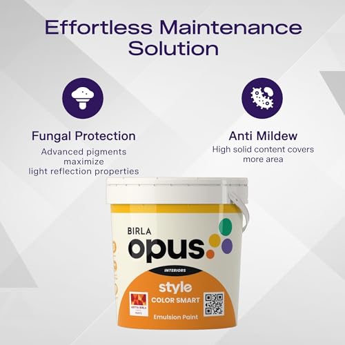 Image of Birla Opus Style Color Smart Premium Interior Emulsion Paint-10L, Clouds Of Butter Colour, Smooth Matt Finish-Superior Coverage, Washable, Non Chalking-For Bedroom, Living Room, Office|Get 10% More Free