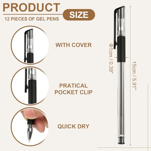 PATIKIL Bolígrafos de Gel 0.28mm, Pack de 12 Tinta Negra miniatura 2