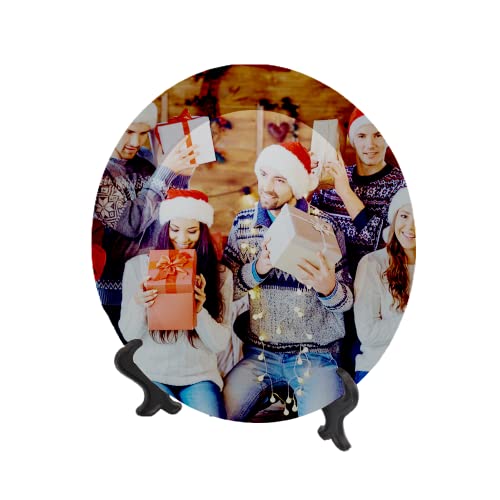 Mr.r Set Of 2 Sublimation Blanks White Ceramic Moon Plate With Stand,Porcelain Plates, 8 Inch Round Dessert Or Salad Plate, Lead-Free, Safe In Microwave, Oven, And Freezer #TOP4