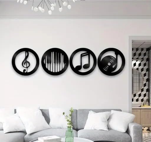 Image of Elegant Wooden Wall Adhesive Art Music Art Modern Peel & Stick Decor for Living Room, Bedroom & Office 40