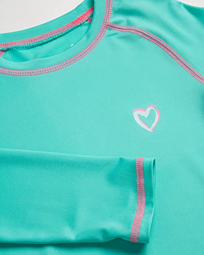 Image of Pink Platinum Girls Rash Guard - UPF 50+ Sun Protection Quick Dry Summer Long Sleeve Swim Shirt Rash Guard for Girls