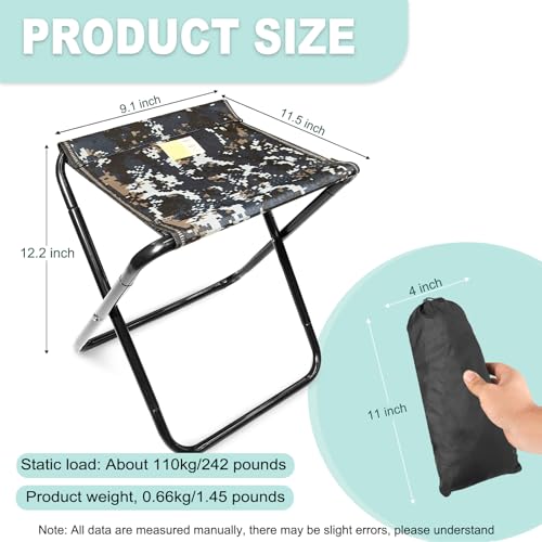 Camping Stool, Portable Folding Stool with Carry Bag, 12in Portable Folding Chair Collapsible Camp Stool Outdoor Footstool for Travel Walking Hiking Fishing Picnic Barbecue (Blue/Gray) - Image 4