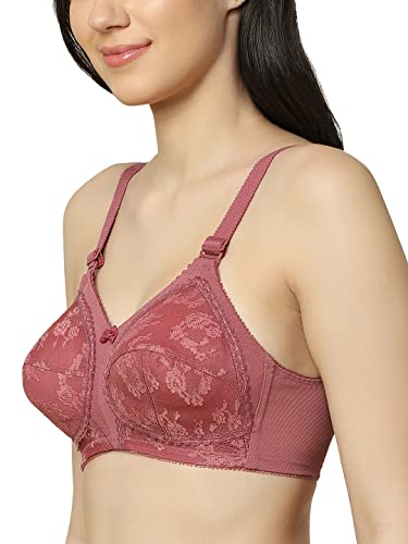 Image of Triumph International Doreen Bra For Women Non Wired Non Padded Wireless Bra Full Coverage Raschel Lace Lingerie Classic High Center Bridge Support Wide Straps Big Cup Bra for Larger Busts Pack Of 1