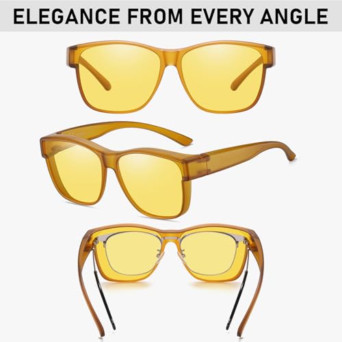 Image of GEGURI Polarized Sunglasses Fit Over Glasses for Men Women, Oversized Square Sun Glasses UV400 Protection Shades
