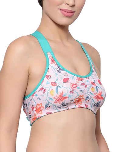 Image of Inner Sense Sports Bra for Women Made with Organic Cotton and Bamboo I Adjustable Padded Bra for Women with Cross Back Strap I Wire Free Medium Impact Innerwear