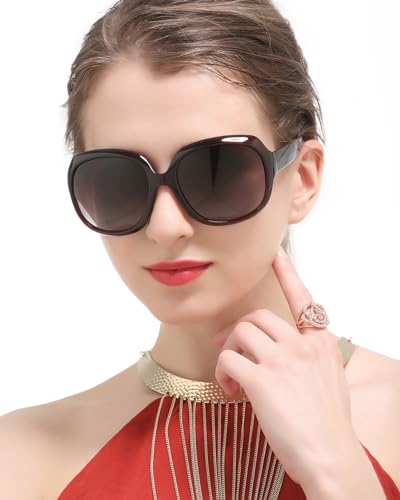 Womens Polarized Sunglasses Trendy Large Round Anti Glare Driving Sun Glasses Ladies Cute Big Frame Shades3