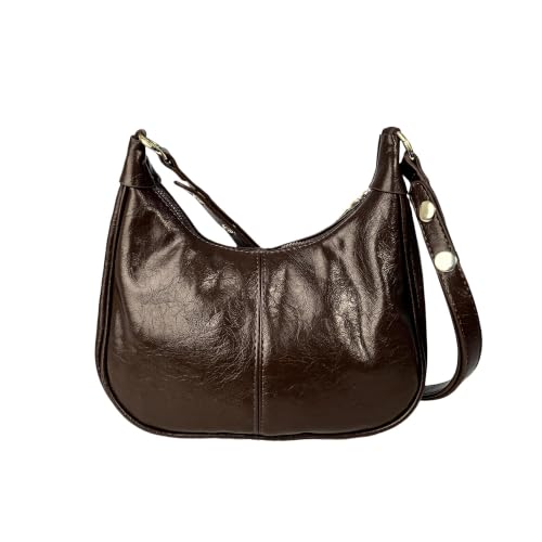 Image of Eiyye Small Hobo Bag for Women Crescent Shoulder Purse Vegan Leather Brown Purse