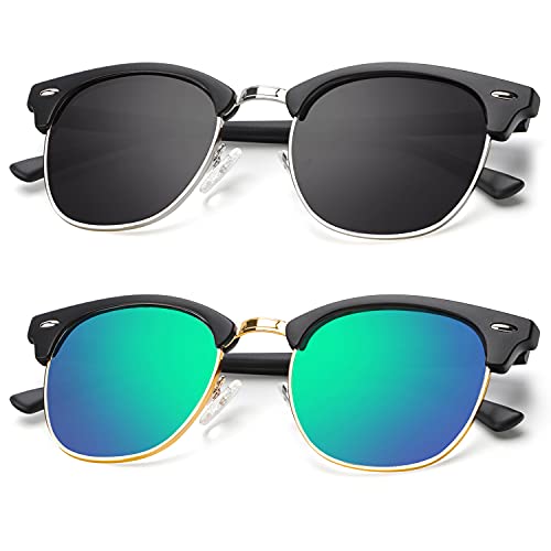 KALIYADI Polarized Sunglasses for Men and Women Semi-Rimless Frame Driving Sun glasses UV Blocking