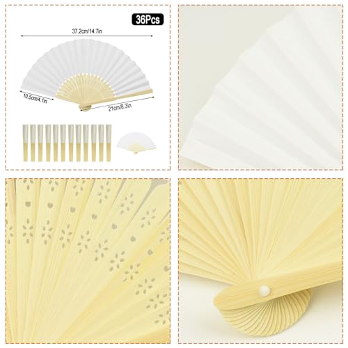 Pack de 36 abanicos plegables blancos para invitados de boda 4