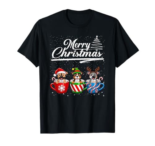 Merry Christmas Staffordshire Bull Terrier Reindeer Santa T-Shirt