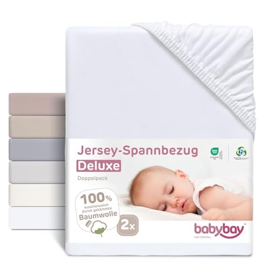 babybay Jersey Spannbetttuch Deluxe Doppelpack passend für Modell Original, weiß