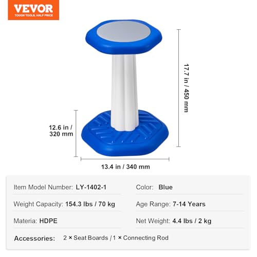 Image of VEVOR Kids Wobble Chair, Active Chair with Sponge Cushion, Wobble Stool Improves Focus, Posture and Calm Children, Ideal for Schools and Home, Age 7-14, Blue