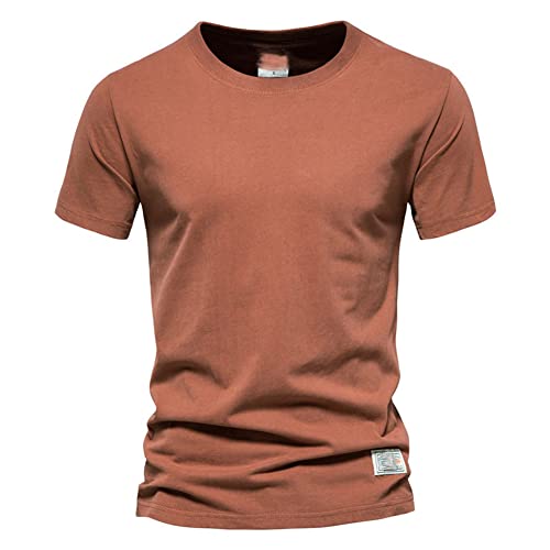 T-shirt marron coton col rond homme : Fini les vêtements serrés avec cette coupe ample 3XL T8301