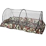 Kiwet 蚊帳、モスキートネット、 ベッドテント、 ポップアップ、折りたたみ式、シリンダーテント、二重ドア、底部付き、設置簡単、1人用、ソロキャンプ、アウトドア、軽量ネットスリーピングキャビン、安全なダブルネットトンネルキャンプ ハイキング キャンプ 旅行用 (迷彩 [シングル 200*100*73])