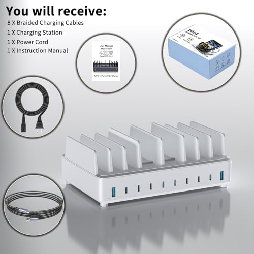 Station Charge USB-C GaN Multi-appareils 420W Rapide 10 Ports MacBook iPhone