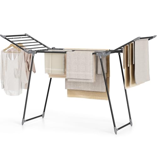 SYKIARIOL Étendoir à Linge Intérieur Pliable - Séchoir à Linge Extérieur sur Pied Pliable, Etendoir Linge Solide et Inoxydable - Grand et Stable -175 x...