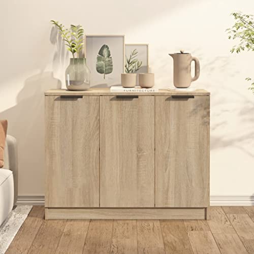 WIFESE Aparador de roble Sonoma, 90,5 x 30 x 70 cm, de material de madera, armario de cocina, armario pequeño y estrecho, armario de pasillo, armario estrecho, armario de baño, armario de cocina,